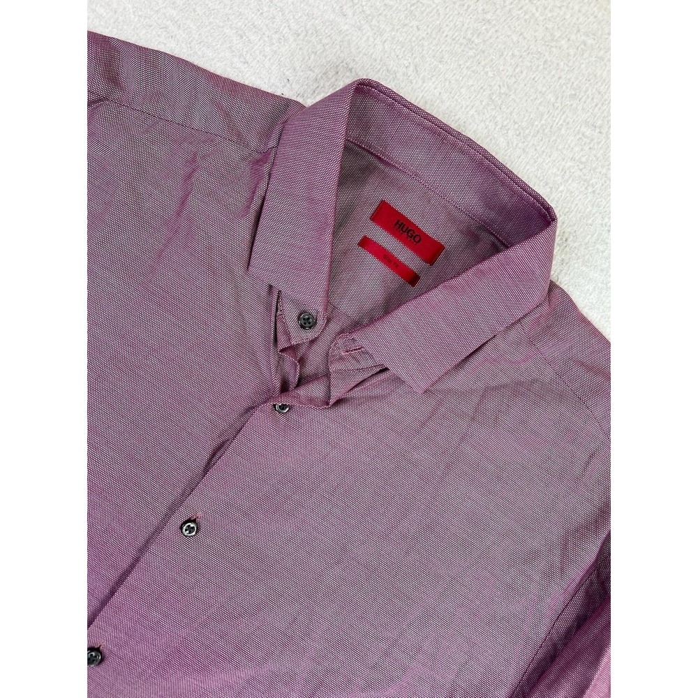 HUGO Boss‎ Shirt Mens Large 16.5/34-35 Purple Slim Fit EastonX Dress Long Sleeve